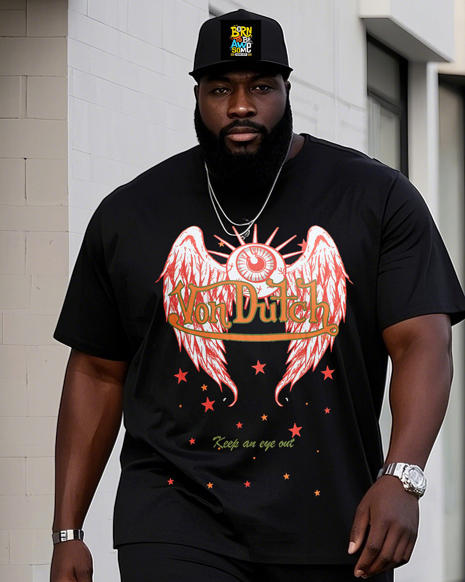 Big & Tall Graphic Streetwear Two-piece Set for big men view 1