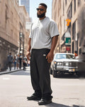 Big & Tall Black Gray Streetwear T-Shirt Pants Set for big men view 1