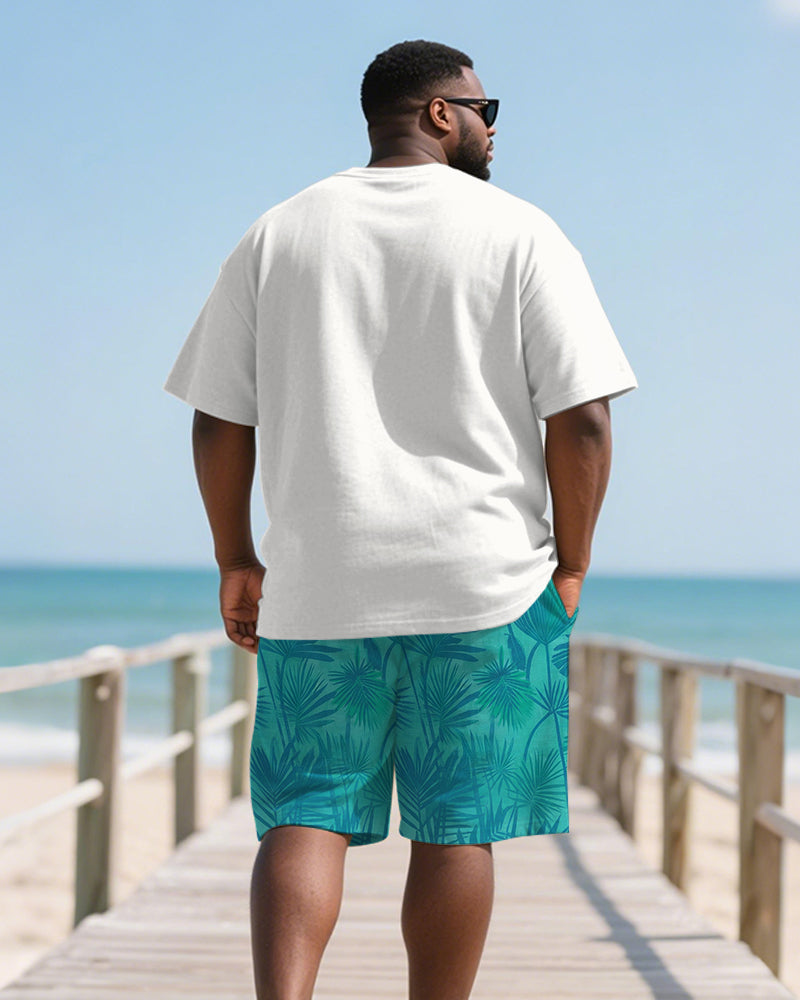 Big & Tall Hawaiian Patchwork T-Shirt Shorts Set for big men view 4