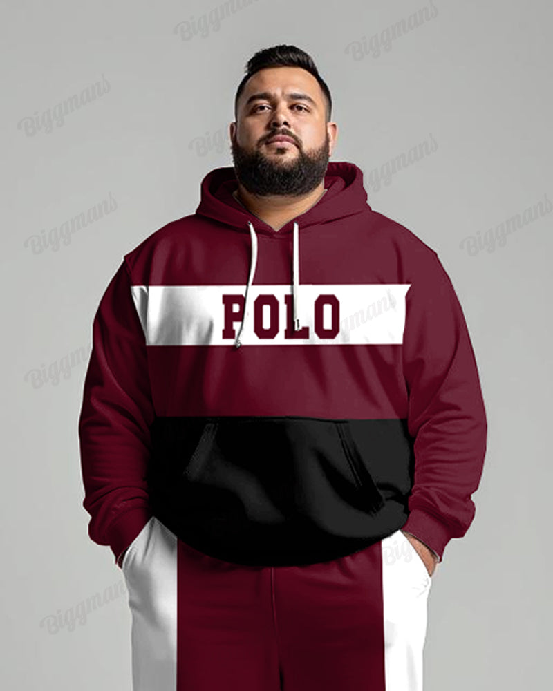 Big & Tall Colorblock Graphic Hoodie Sweatpants Set for big men view 3