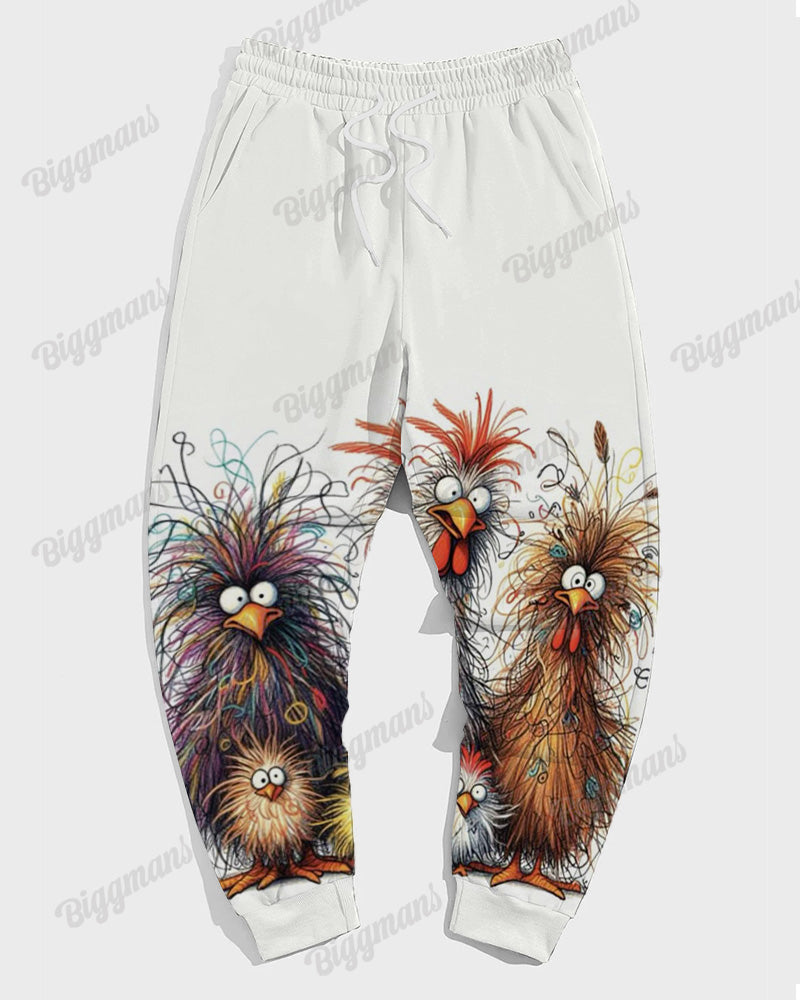 Big & Tall White Graphic Hoodie Sweatpants Set for big men view 4