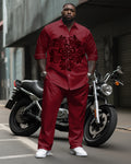 Big & Tall Striped Business Casual Shirt Pants Set for big men view 1