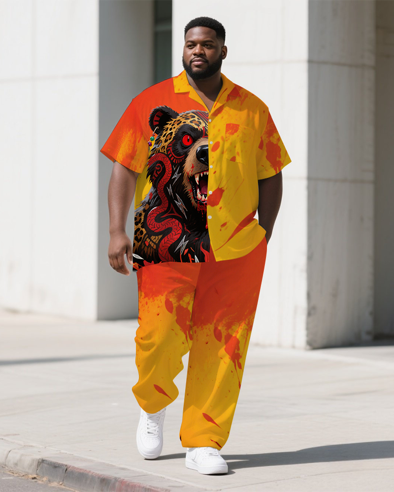 Big & Tall Colorblock T-Shirt Pants Set for big men view 1