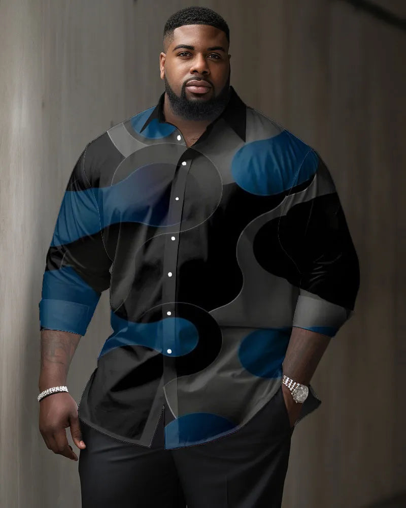 Big & Tall Colorblock Gradient Long Sleeve Shirt for big men view 1