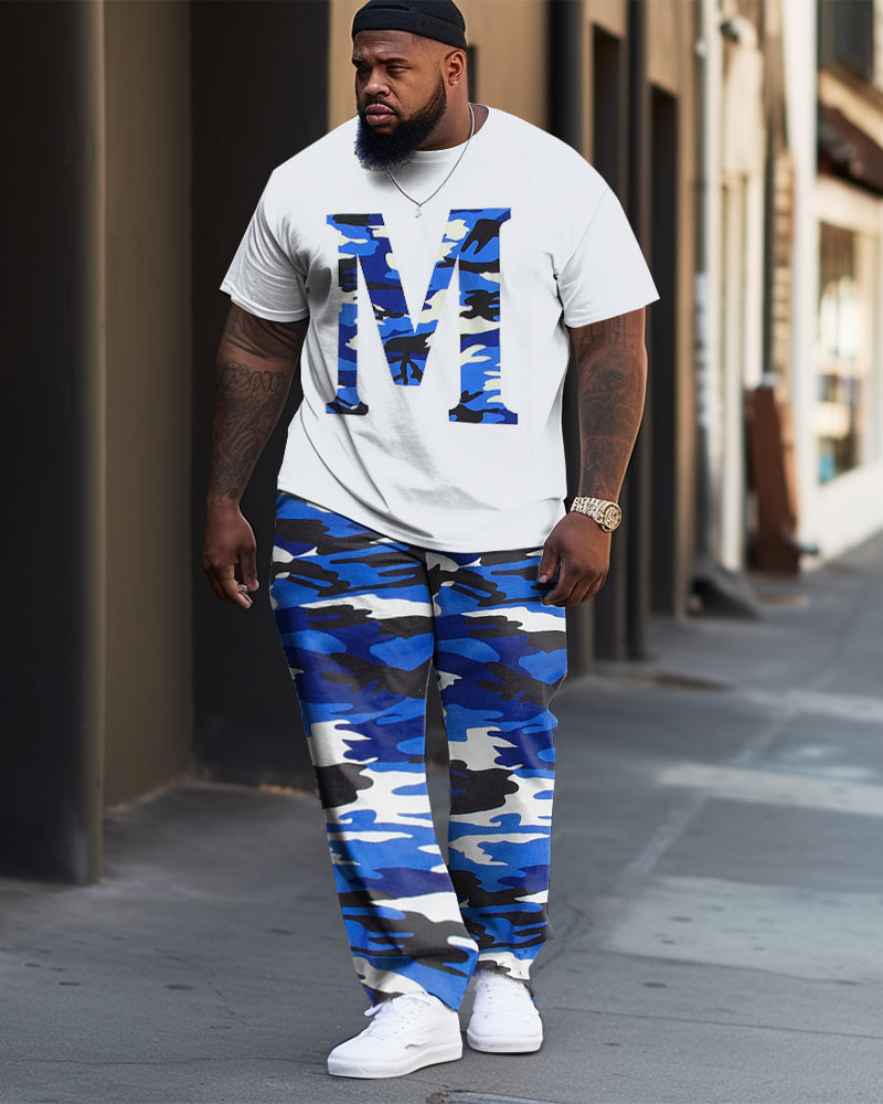 Big & Tall Camouflage Streetwear T-Shirt Pants Set for big men view 1