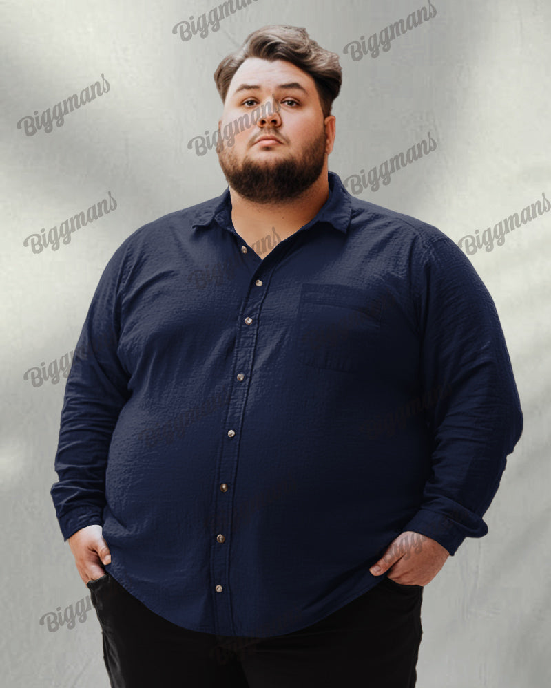 Big & Tall Solid Color Long Sleeve Shirt for big men view 3