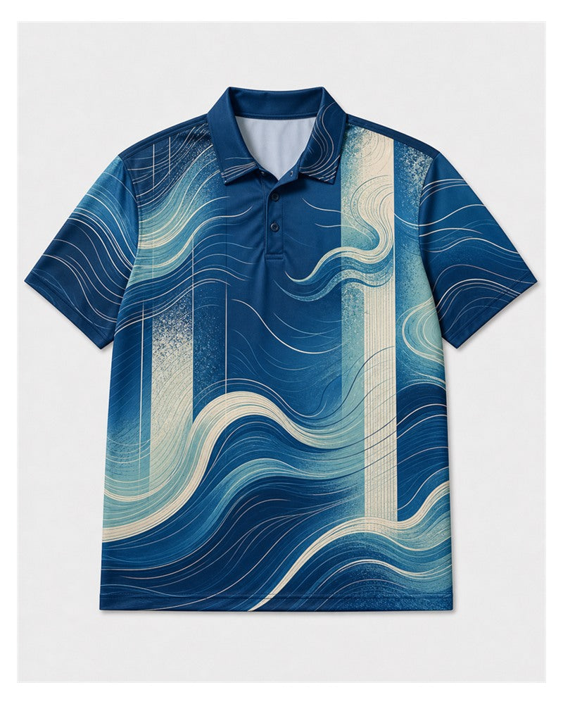 Big & Tall Graphic Polo Shorts Set for big men view 2