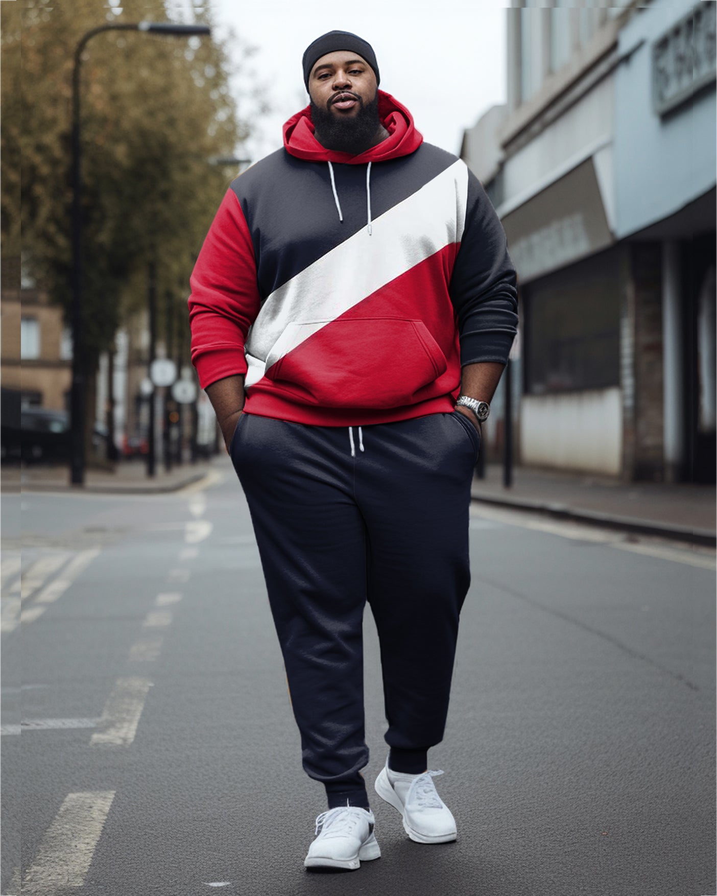 Big & Tall Colorblock Athletic Hoodie for big men view 1