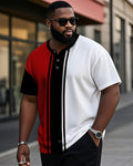 Big & Tall Black Red Colorblock T-Shirt for big men view 1