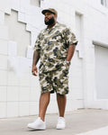 Big & Tall Camouflage T-Shirt Shorts Set for big men view 1