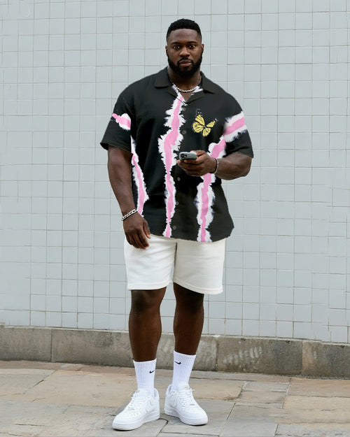 Big & Tall Gradient Graphic T-Shirt Shorts Set for big men view 1