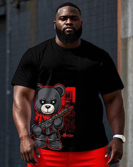 Big & Tall Streetwear T-Shirt Shorts Set for big men view 2