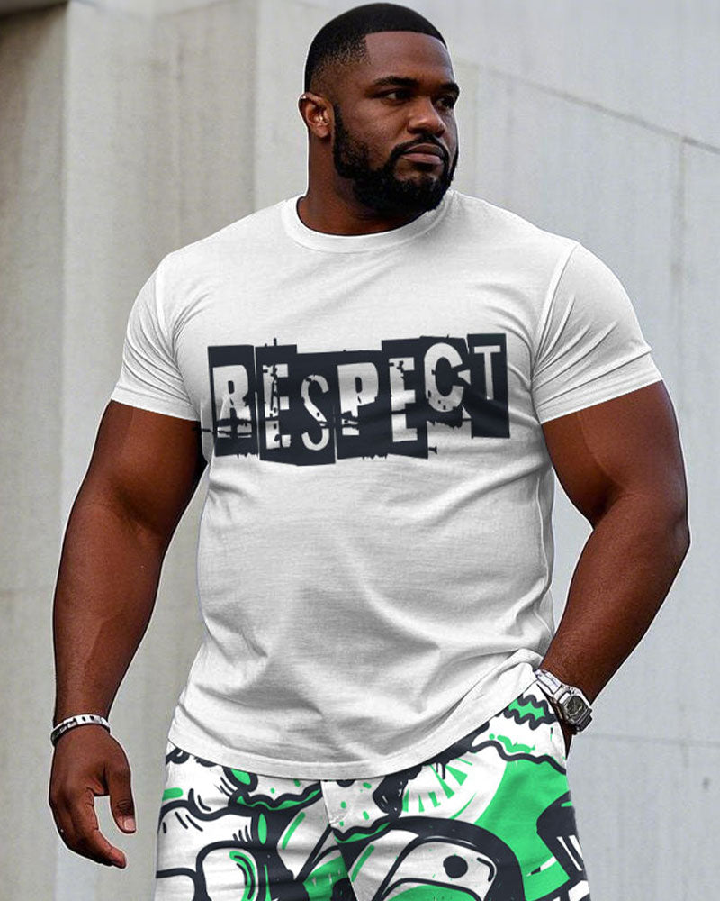 Big & Tall Streetwear T-Shirt Shorts Set for big men view 2