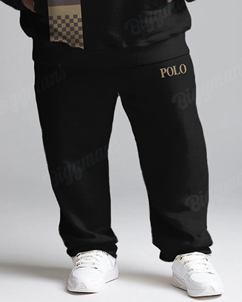 Big & Tall Plaid Patchwork Hoodie Sweatpants Set for big men view 9