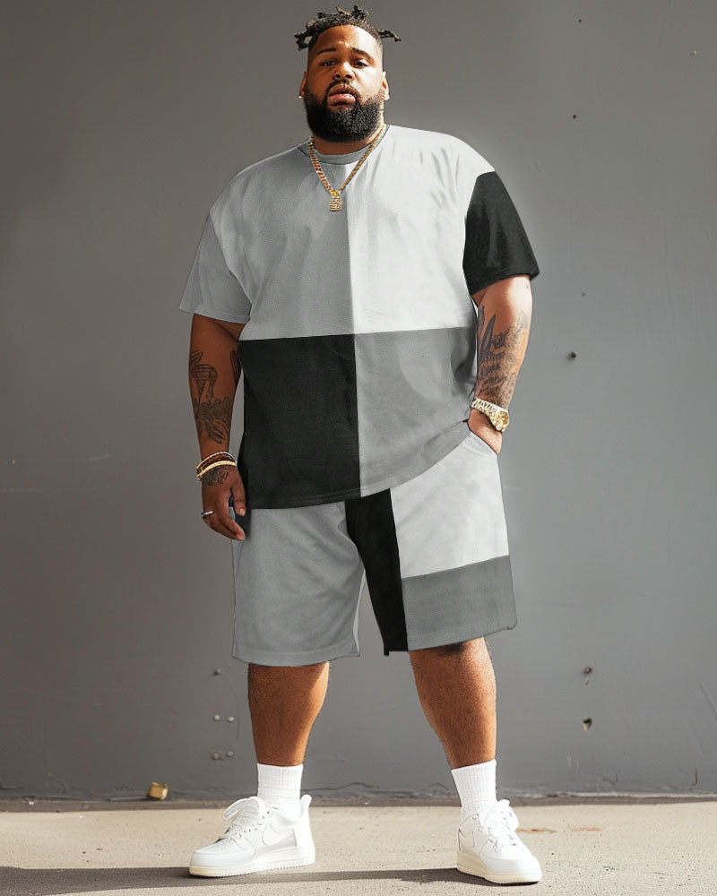 Big & Tall Colorblock T-Shirt Shorts Set for big men view 2