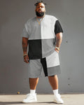 Big & Tall Colorblock T-Shirt Shorts Set for big men view 2