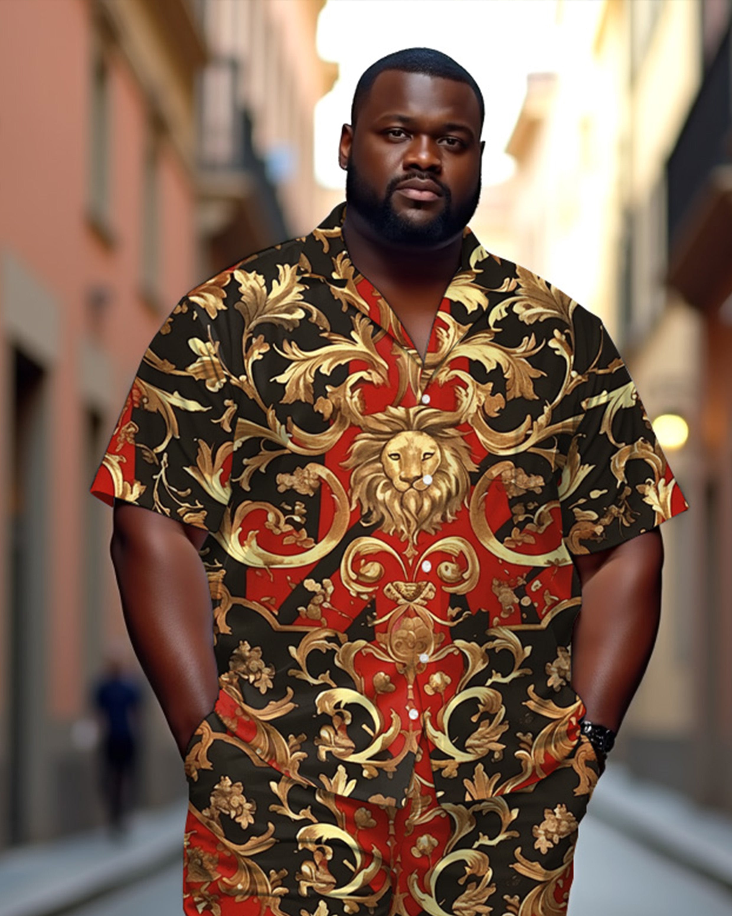Big & Tall Graphic T-Shirt Shorts Set for big men view 3