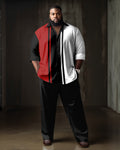 Big & Tall Black Red Business Casual Two-piece Set for big men view 1