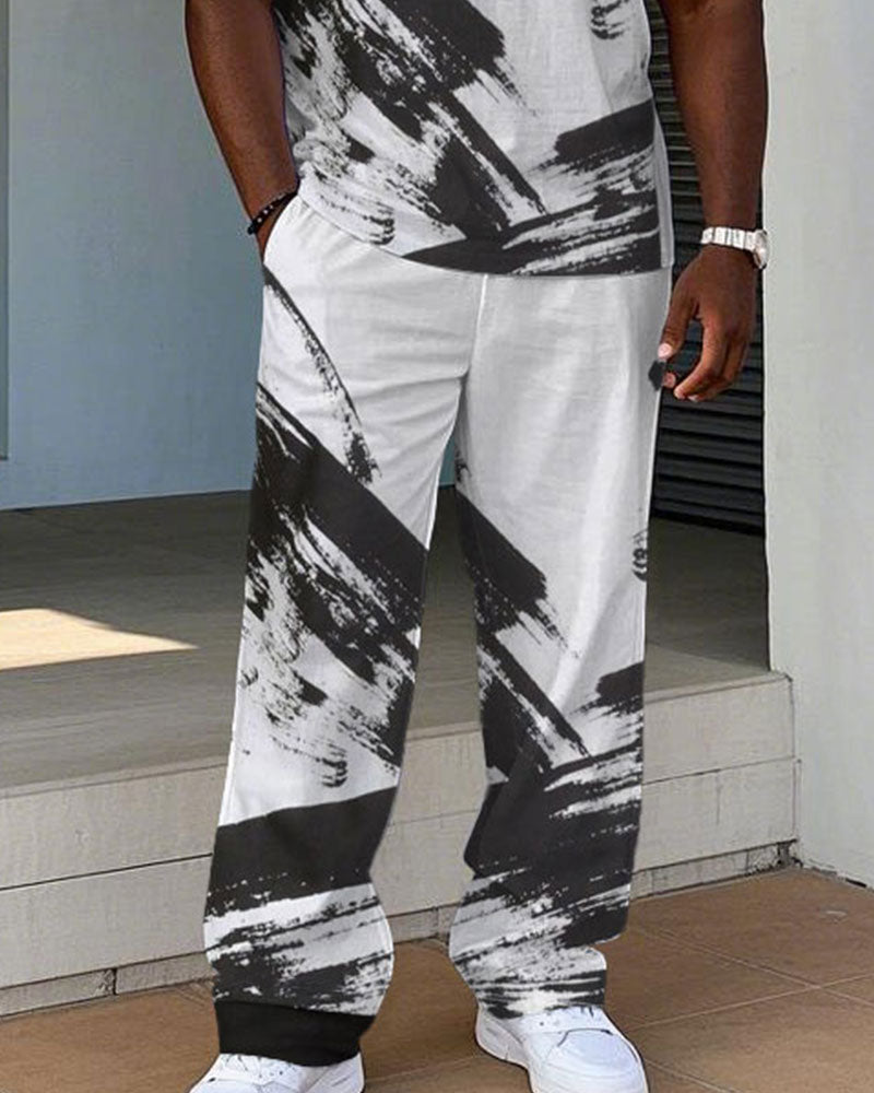 Big & Tall Graphic Streetwear T-Shirt Pants Set for big men view 3