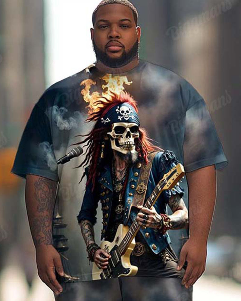 Big & Tall Graphic Graffiti T-Shirt Pants Set for big men view 2