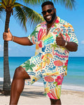 Big & Tall Hawaiian Graphic T-Shirt Shorts Set for big men view 1