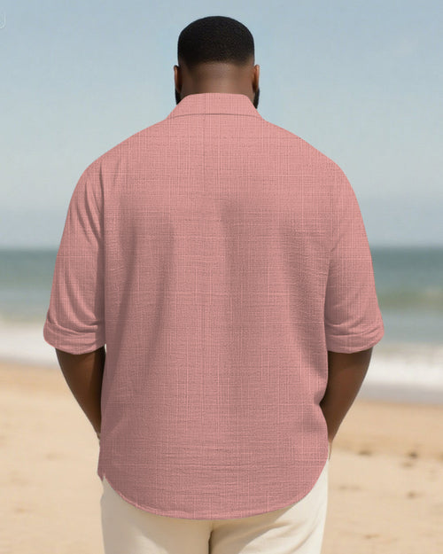 Big & Tall Pink Geometric Striped Long Sleeve Shirt for big men view 2