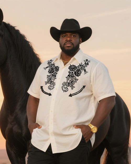 Big & Tall Western T-Shirt Pants Set for big men view 2