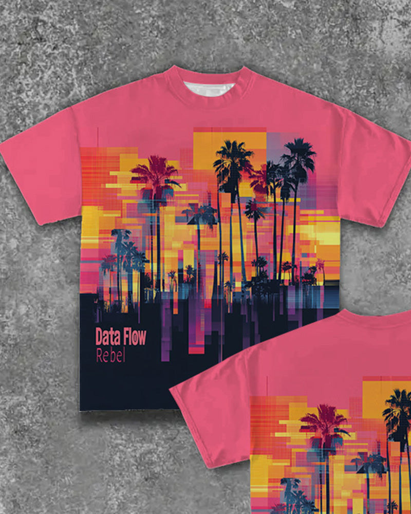 Big & Tall Tropical Colorblock Graphic T-Shirt for big men view 2
