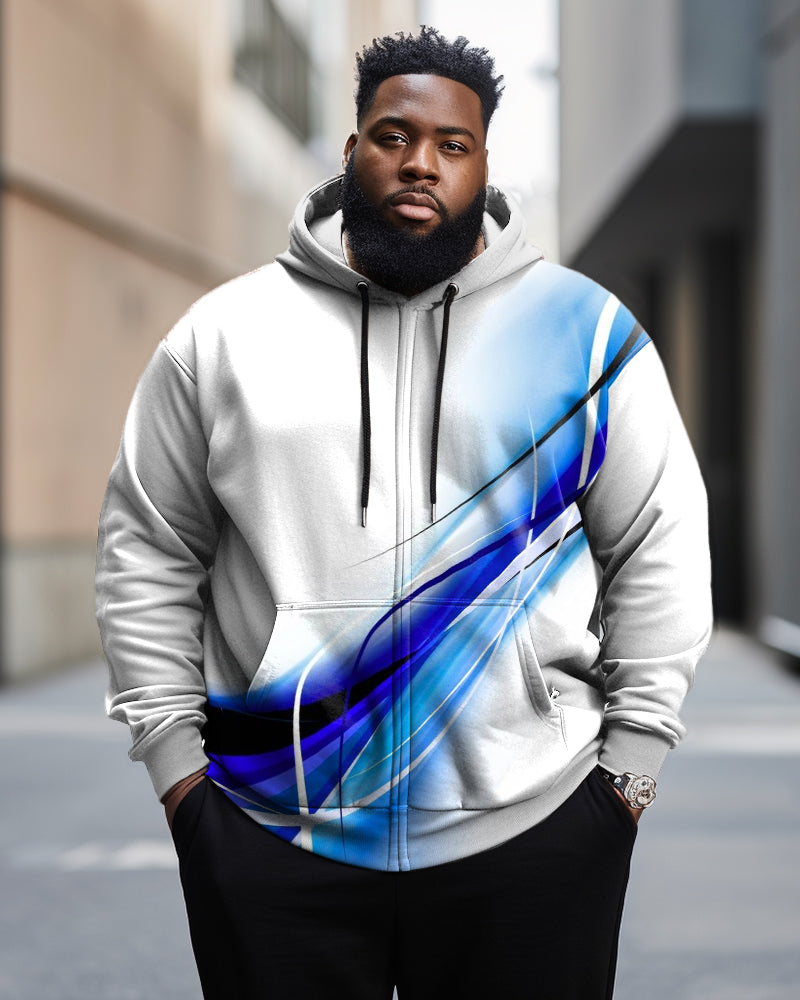 Big & Tall Geometric Graphic Hoodie Sweatpants Set for big men