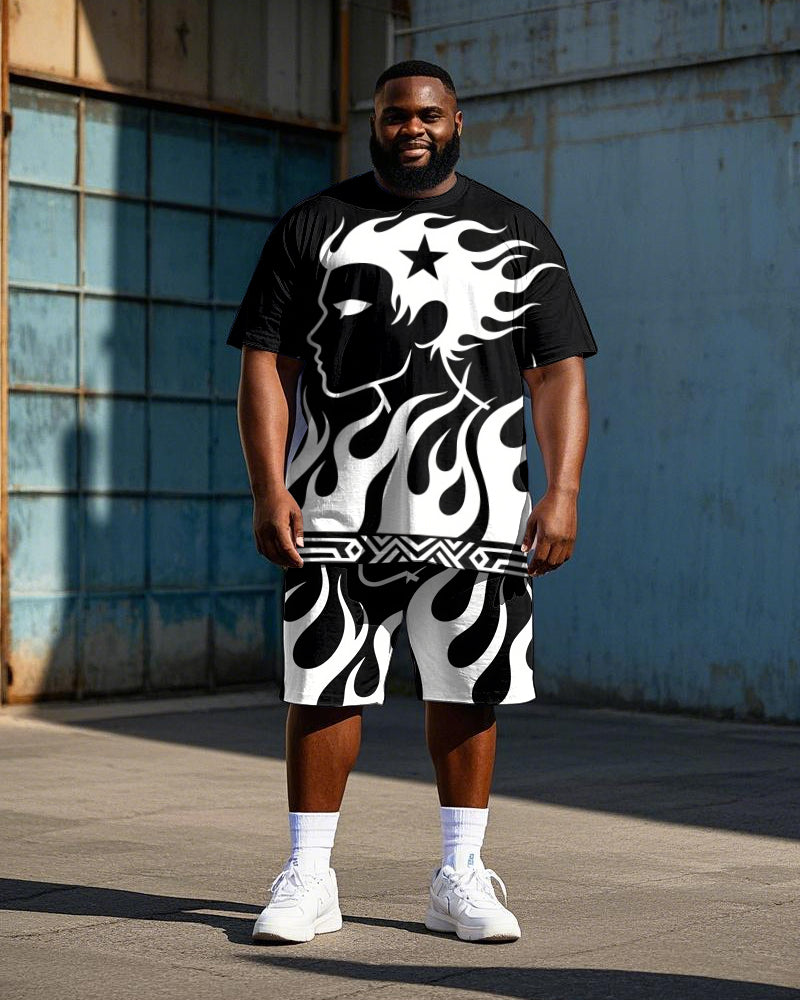 Big & Tall Streetwear T-Shirt Shorts Set for big men view 1