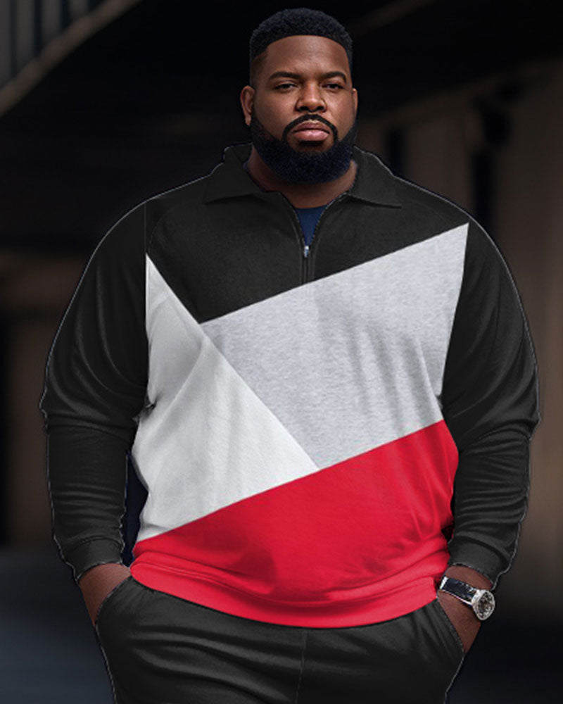 Big & Tall Colorblock Graphic T-Shirt Pants Set for big men view 2