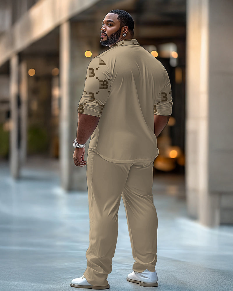 Big & Tall Graphic Business Casual T-Shirt Pants Set for big men view 4