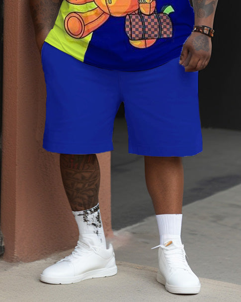 Big & Tall Colorblock Graffiti T-Shirt Shorts Set for big men view 3
