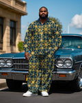 Big & Tall Geometric Vintage T-Shirt Pants Set for big men view 1