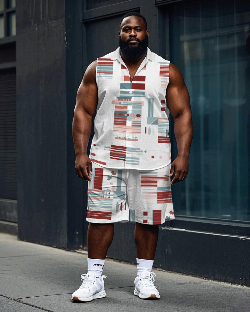 Big & Tall Colorblock T-Shirt Shorts Set for big men view 1