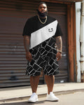 Big & Tall Colorblock Geometric T-Shirt Shorts Set for big men view 2