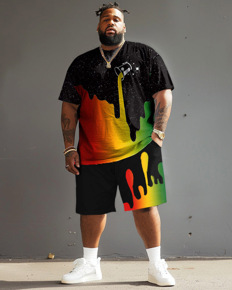 Big & Tall Reggae T-Shirt Shorts Set for big men view 1