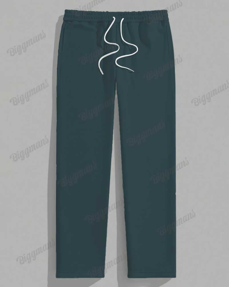 Big & Tall Green Striped Graphic T-Shirt Pants Set for big men view 4