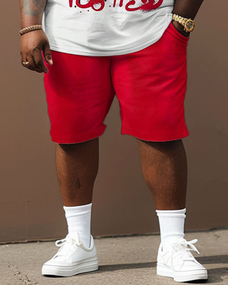 Big & Tall Graphic Graffiti Floral T-Shirt Shorts Set for big men view 4