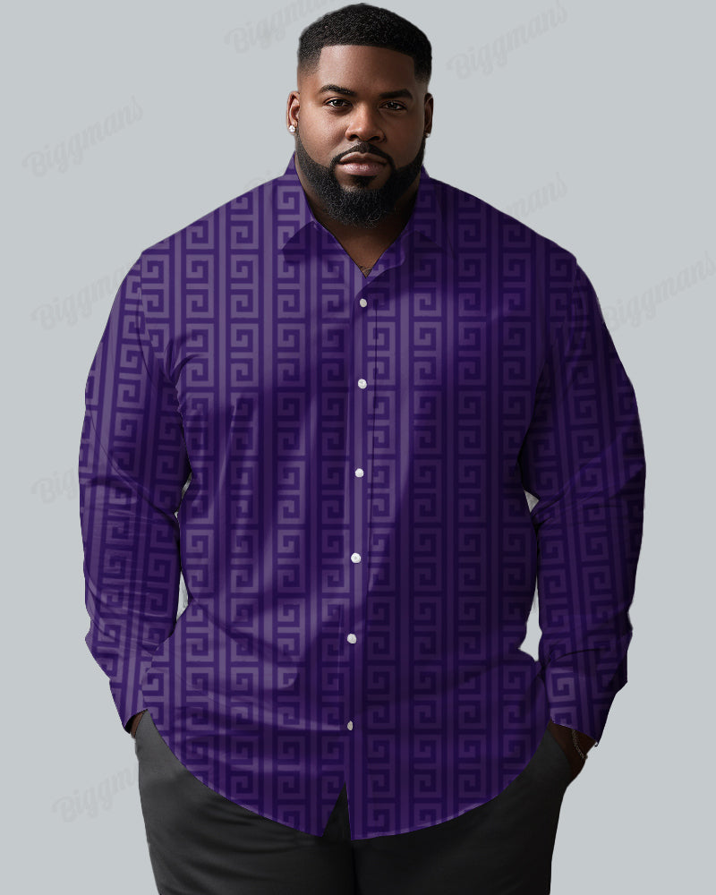 Big & Tall Patchwork Long Sleeve Shirt for big men view 1