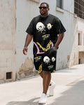 Big & Tall Graphic Graffiti T-Shirt Shorts Set for big men view 1
