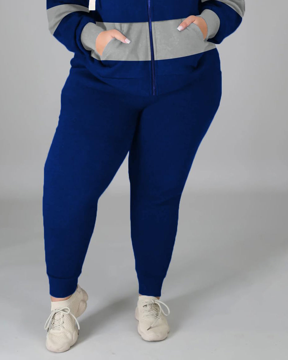 Big & Tall Blue Striped Hoodie Sweatpants Set for big men view 3