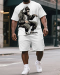 Big & Tall Graphic Streetwear T-Shirt Shorts Set for big men view 1