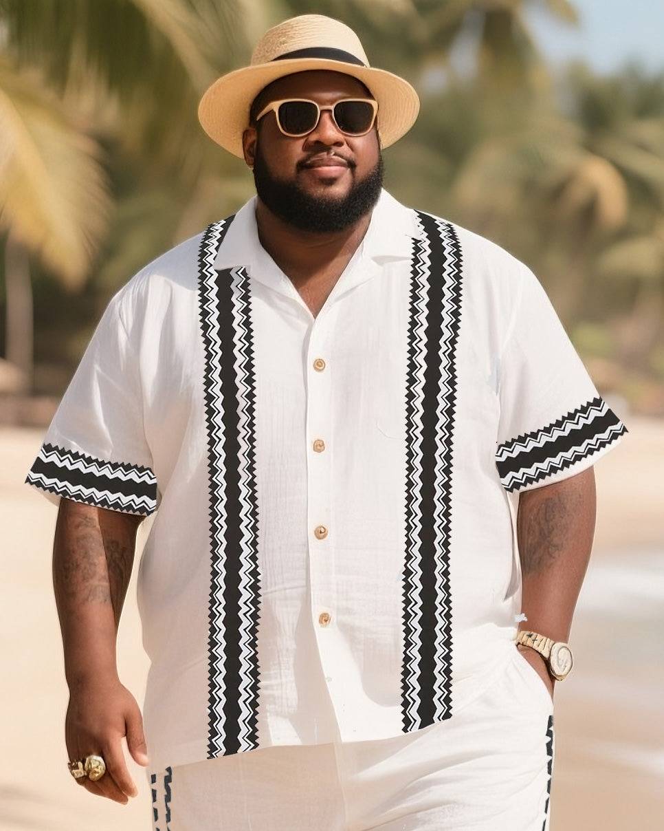 Big & Tall Patchwork T-Shirt Shorts Set for big men view 2