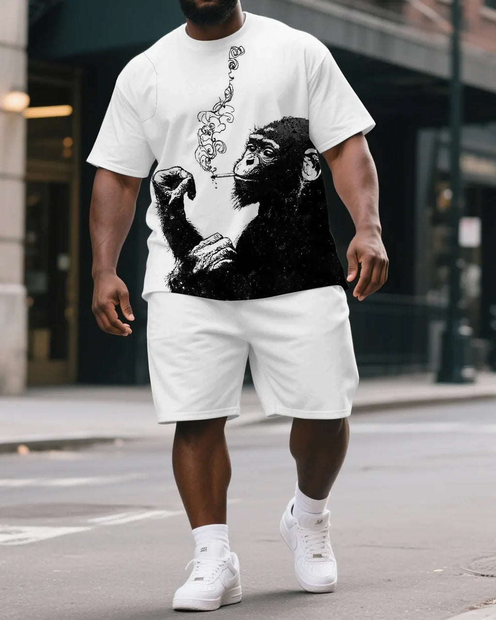 Big & Tall Graphic T-Shirt Shorts Set for big men view 1