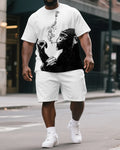 Big & Tall Graphic T-Shirt Shorts Set for big men view 1