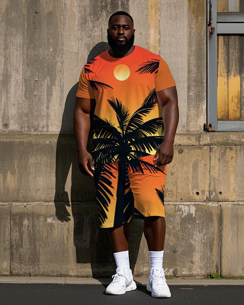 Big & Tall Hawaiian T-Shirt Shorts Set for big men view 1
