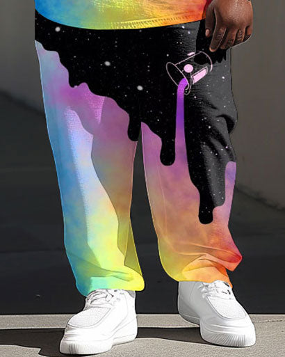 Big & Tall Graphic Streetwear Two-piece Set for big men view 3