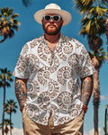 Big & Tall White Hawaiian Graphic Short Sleeve Shirt for big men view 1
