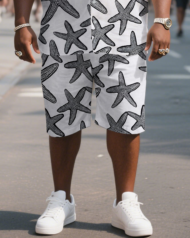 Big & Tall Hawaiian Graphic T-Shirt Shorts Set for big men view 3
